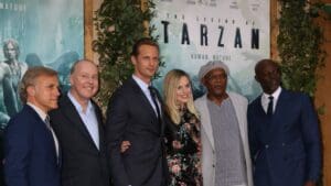 Legenga o Tarzanz, ekipa, Christoph Waltz, D Yates, Alexander Skarsgard, Margot Robbie, Sam Jackson, Djimon Hounsou