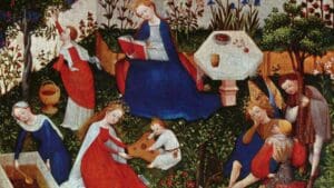 vrt u srednjem vijeku, slika.