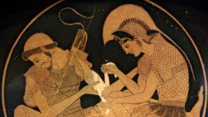 Ahilej i Partokle, slika sa vaze