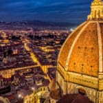 Firenca, Italija, panorama noću