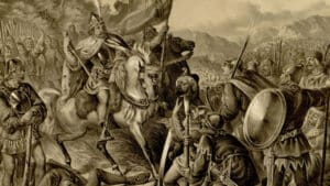 Milutinova pobeda nad tatarima, litografija Anastas Jovanović, Kralj Milutin, Srbija, Vizantija