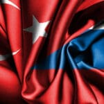 Zastava Rusije i Turske, isprepletane, dobri odnosi, konfilikt