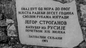 Spomen ploča, Jegoru Stroganovu, Budva