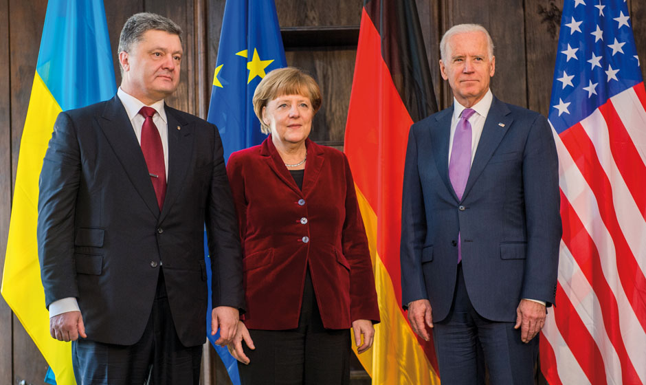 Porošenko - Merkel - Biden