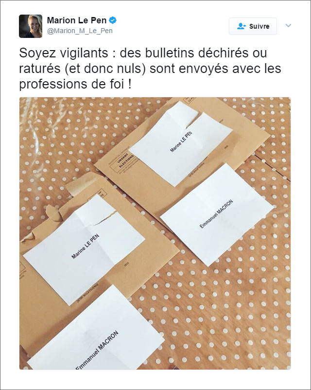 Marion Maréchal Le Pen - "Pazite na oštećene glasačke listiće"