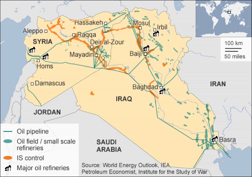 naftna infrastruktura u Iraku i Siriji i prisustvo ISILa