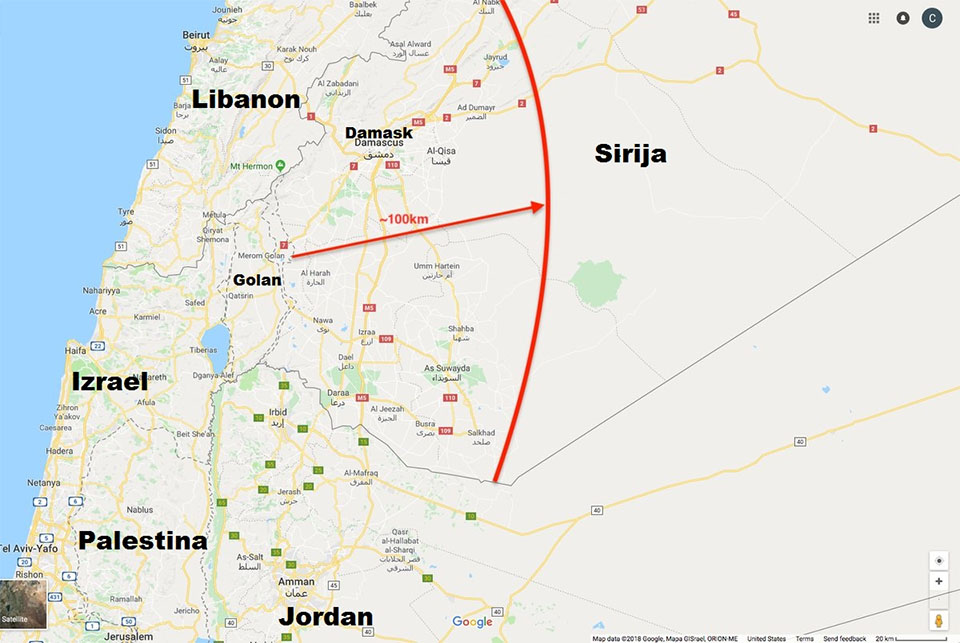 Golan - karta - Sirija