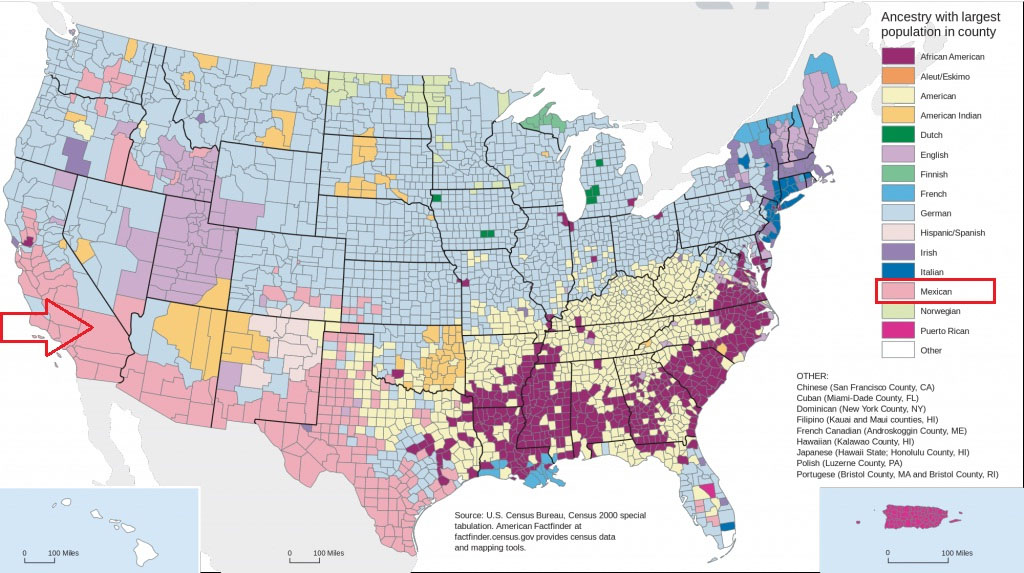Kalifornija demografija karta