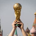 ApriArusija 2018 9, 2018 Moscow, Russia Trophy Of The Fifa World Cup And Of