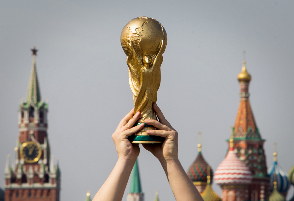 ApriArusija 2018 9, 2018 Moscow, Russia Trophy Of The Fifa World Cup And Of