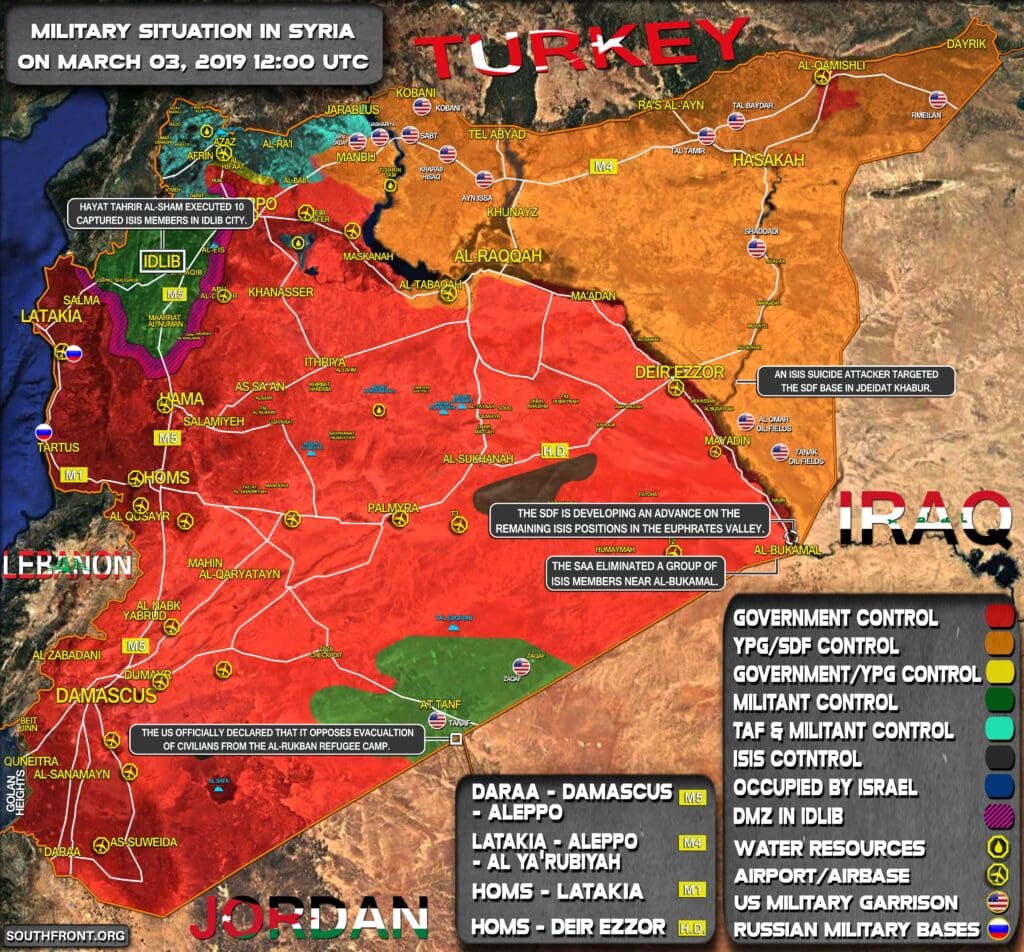 Situaciona mapa Sirija 03.03.2019. IZVOR: Southfront