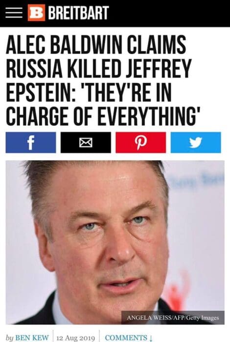 Alec Baldwin - Russia je ubila Epsteina 