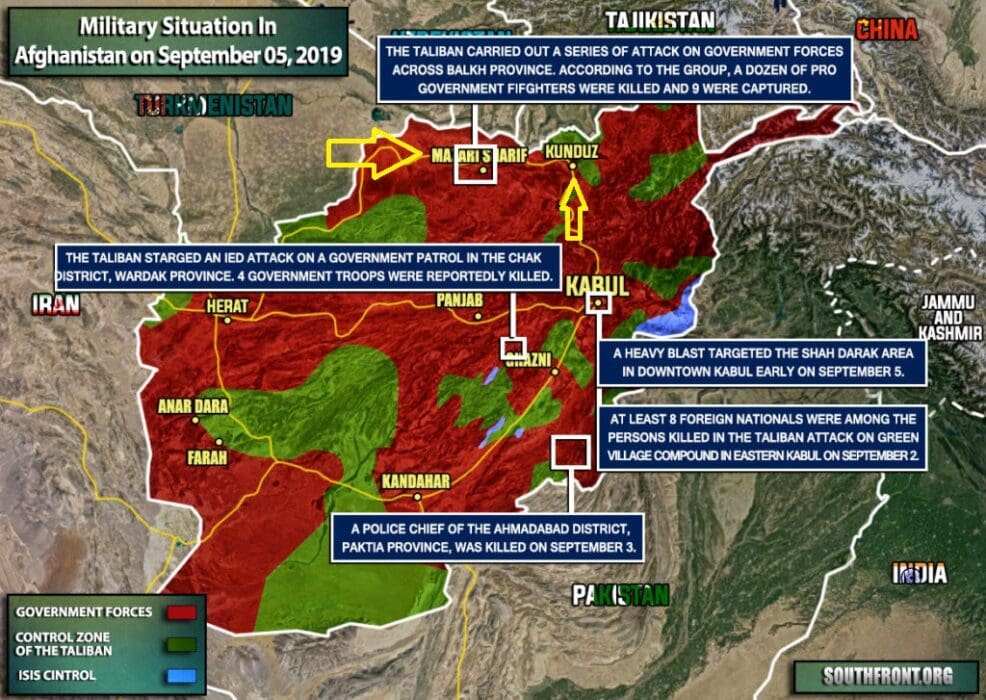 Područja najvećih napada talibana, među kojima su grad Kunduz i područje Mazar-e-Sharifa na sjeveru zemlje