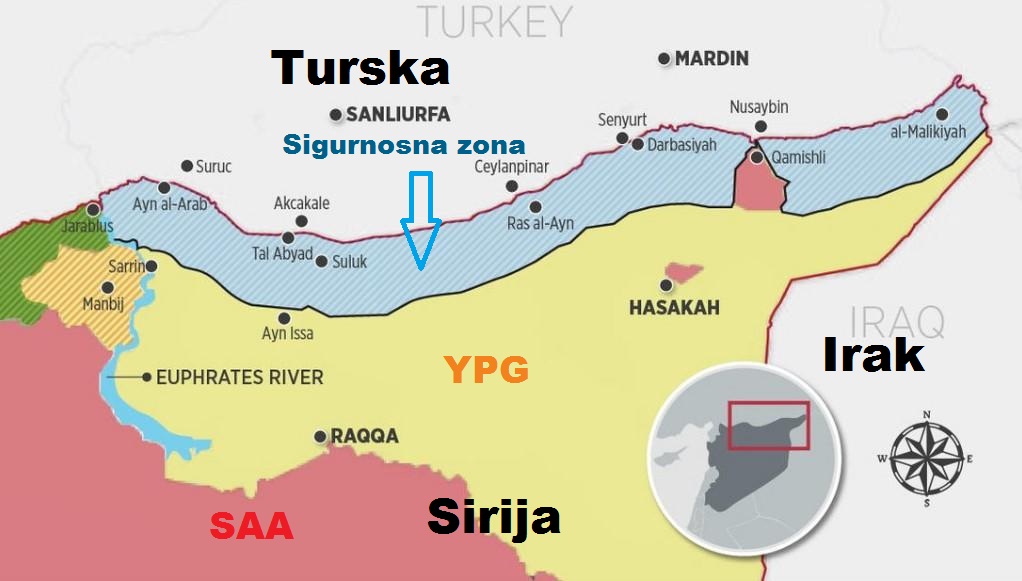 Sigurnosna zona koju Erdogan želi stvoriti u Siriji ne uključuje „crvena“ područja koja drži SAA