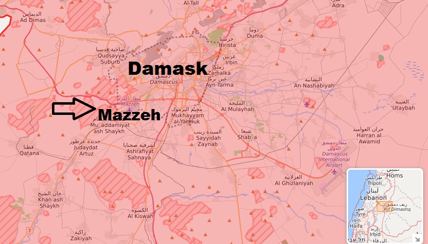 Područje napada jugozapadno od Damaska
