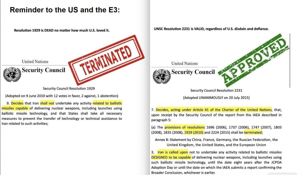 Pismo E3 glavnom tajniku UN-a i jasan tekst rezolucije 2231 UN-a