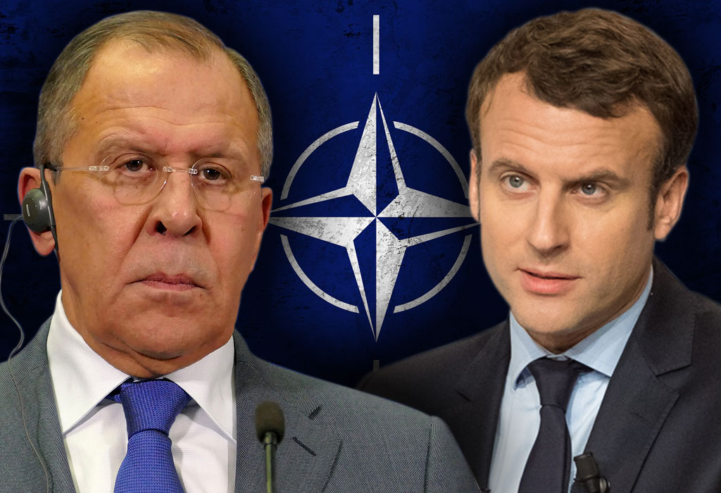 Sergej Lavrov i Emmanuel Macron - NATO