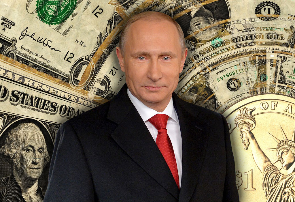 Putin i dolari u pozadini