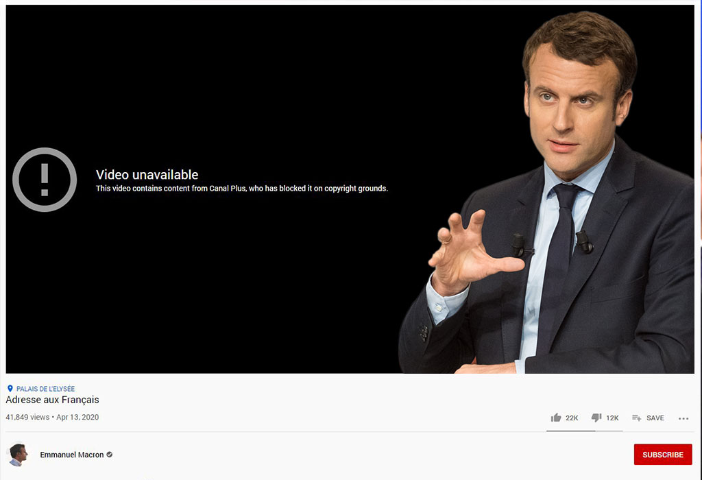 Macron - Youtube cenzura