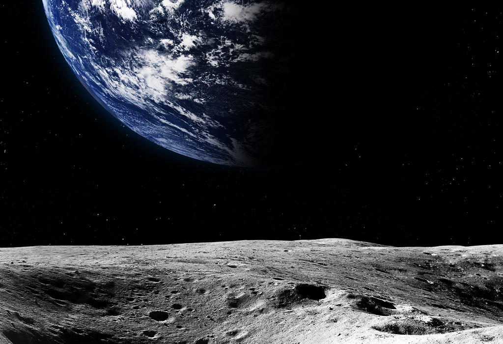 Mjesec povrsina i pogled na Zemlju