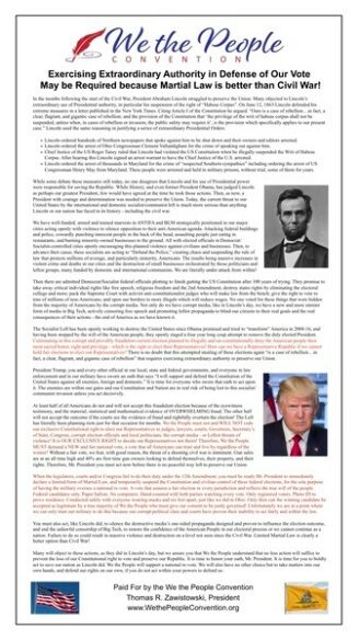 Poziv Trumpu na Linkolnovu suspenziju Ustava 2