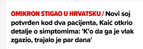 Omikron soj potvrđen u Hrvatskoj - oba pacijenta su bila cijepljena 1
