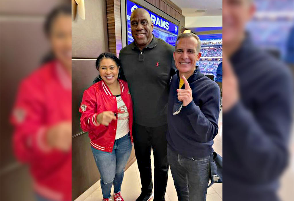 Magic Johnson, London Breed i Eric Garcetti