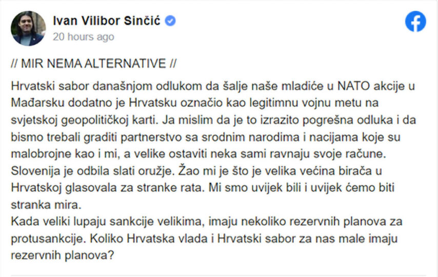 Ivan Vilibor Sinčić - Mir nema alternative