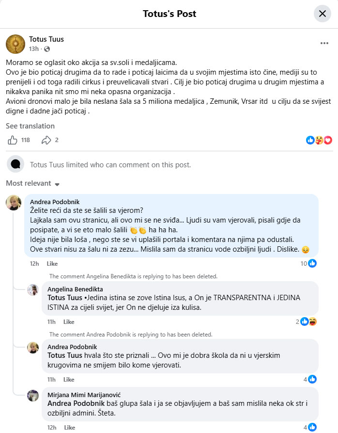 Totus Tuus - Priznanje